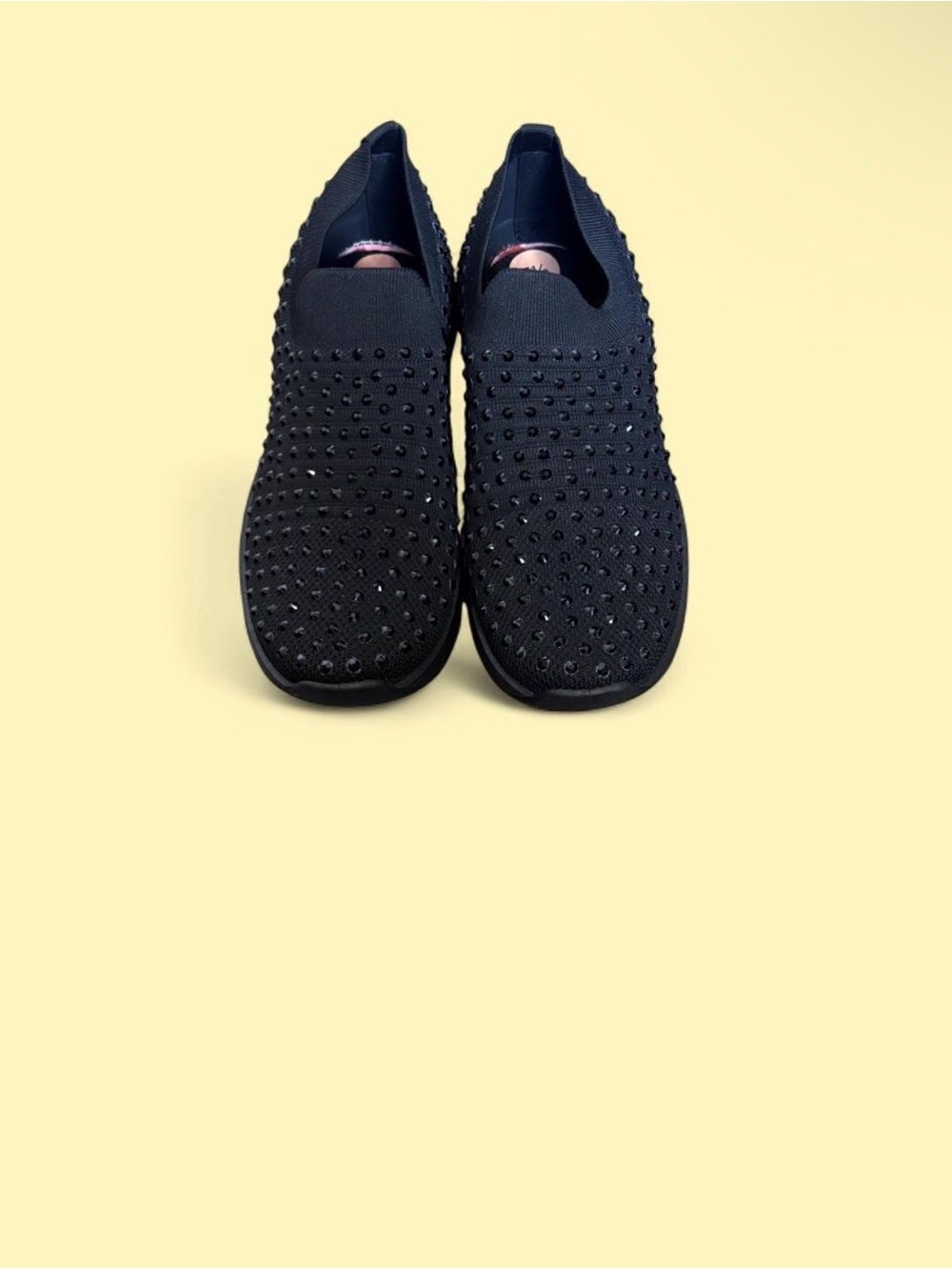 Kenneth Cole Women's Black Studded Slip-On Knit Sneakers